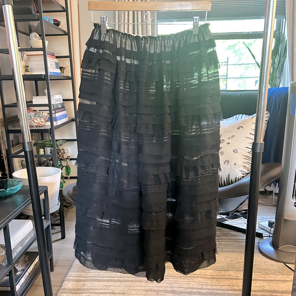 Black Comme Des Garçons Ruffled Midi Skirt